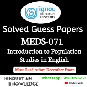 MEDS 071 : Introduction to Population Studies in English Solved Guess Paper December 2026 Exam