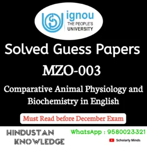MZO 003 : Comparative Animal Physiology and Biochemistry in English Solved Guess Paper December 2026 Exam