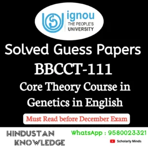 BBCCT 111 : Core Theory Course in Genetics in English Solved Guess Paper December 2026 Exam