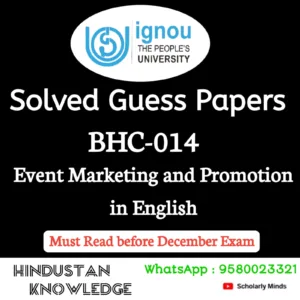 BHC 014 : Event Marketing and Promotion in English Solved Guess Paper December 2026 Exam