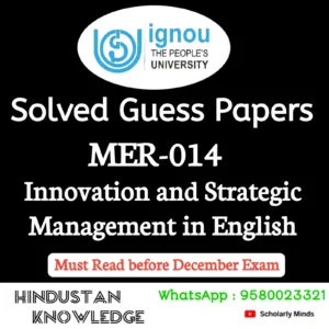 MER 014 : Innovation and Strategic Management in English Solved Guess Paper December 2026 Exam