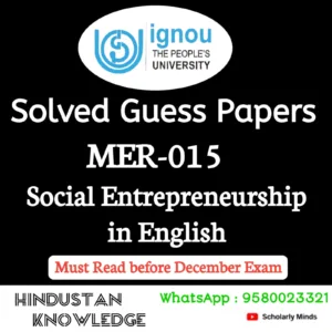 MER 015 : Social Entrepreneurship in English Solved Guess Paper December 2026 Exam