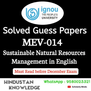 MEV 014 : Sustainable Natural Resource Management in English Solved Guess Paper December 2026 Exam