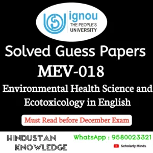 MEV 018 : Environmental Health Science and Ecotoxicology in English Solved Guess Paper December 2026 Exam