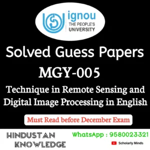 MGY 005 : Techniques in Remote Sensing and Digital Image Processing in English Solved Guess Paper December 2026 Exam