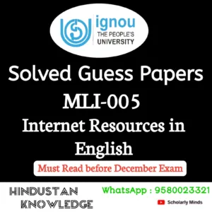 MLI 005 : Internet Resources in English Solved Guess Paper December 2026 Exam