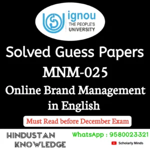 MNM 025 : Online Brand Management in English Solved Guess Paper December 2026 Exam