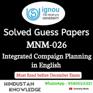 MNM 026 : Integrated Campaign Planning in English Solved Guess Paper December 2026 Exam