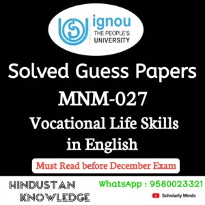 MNM 027 : Vocational Life Skills in English Solved Guess Paper December 2026 Exam