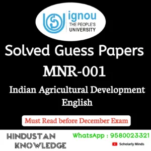 MNR 001 : Indian Agricultural Development in English Solved Guess Paper December 2026 Exam