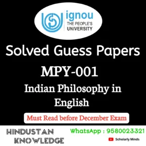 MPY 001 : Indian Philosophy in English Solved Guess Paper December 2026 Exam