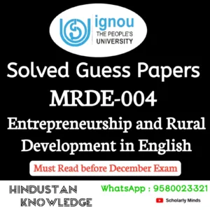 MRDE 004 : Entrepreneurship and Rural Development in English Solved Guess Paper December 2026 Exam