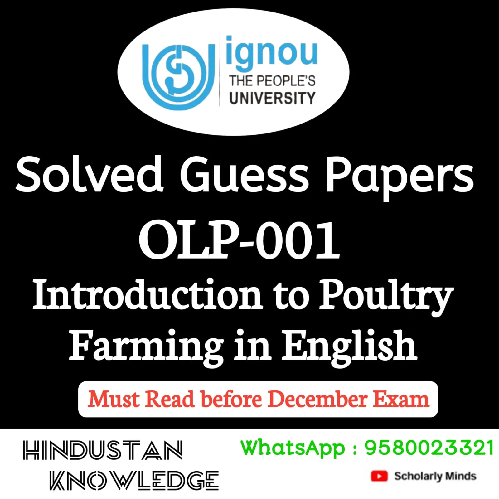 OLP 001 : Introduction to Poultry Farming in English Solved Guess Paper December 2026 Exam