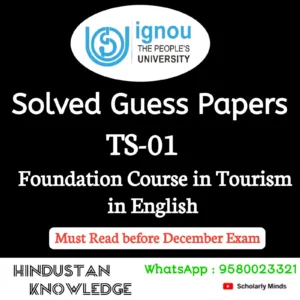TS 01 : Foundation Course in Tourism in English Solved Guess Paper December 2026 Exam